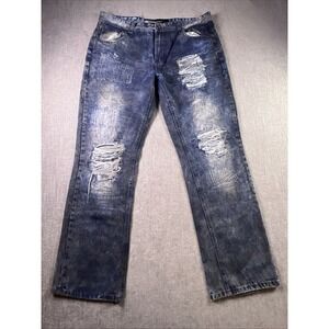 Brooklyn Express Jeans Men's 38x32 Distressed Blue Hip Hop Grunge Skater